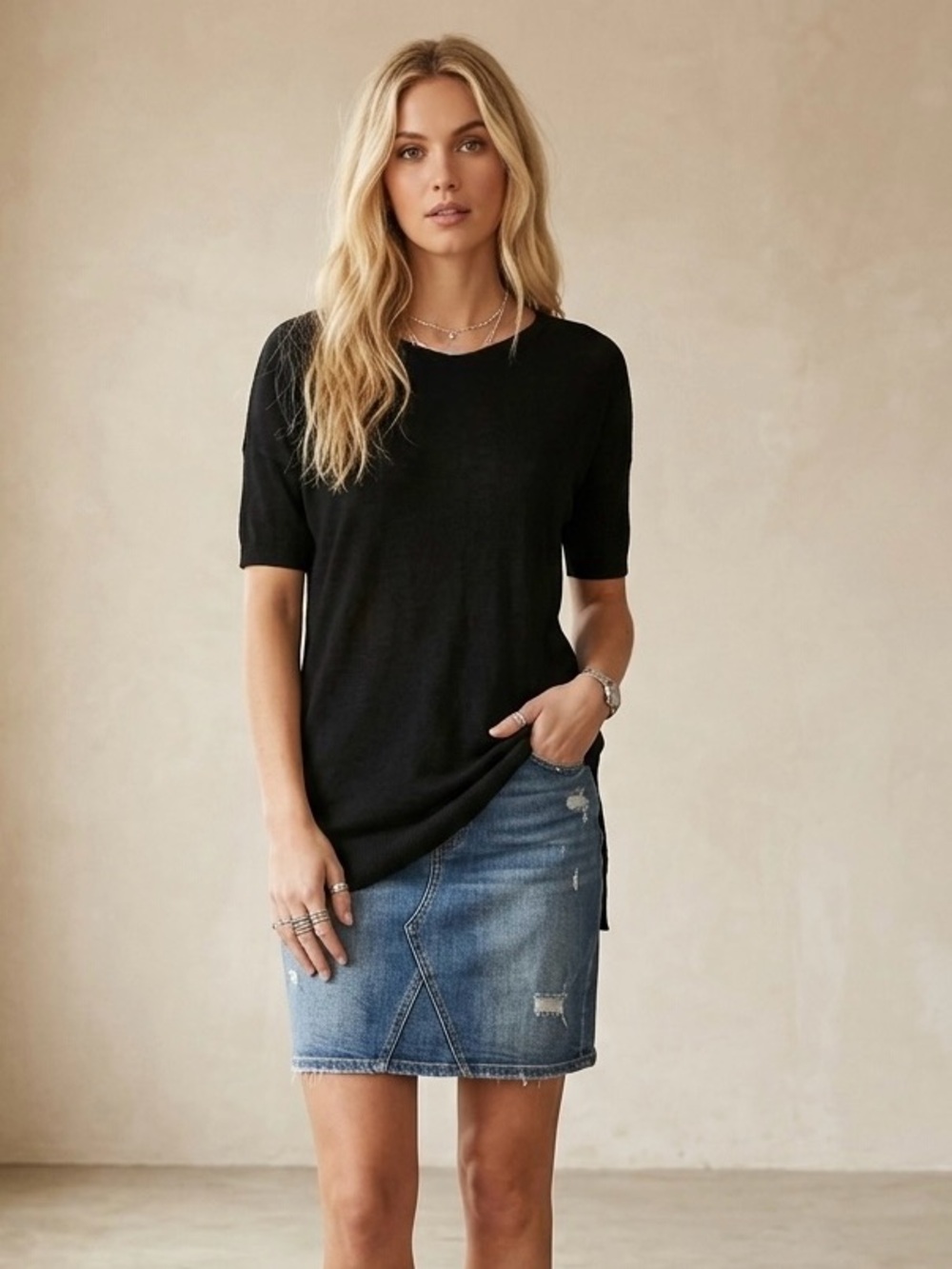 Michael Stars Black Knit Tunic